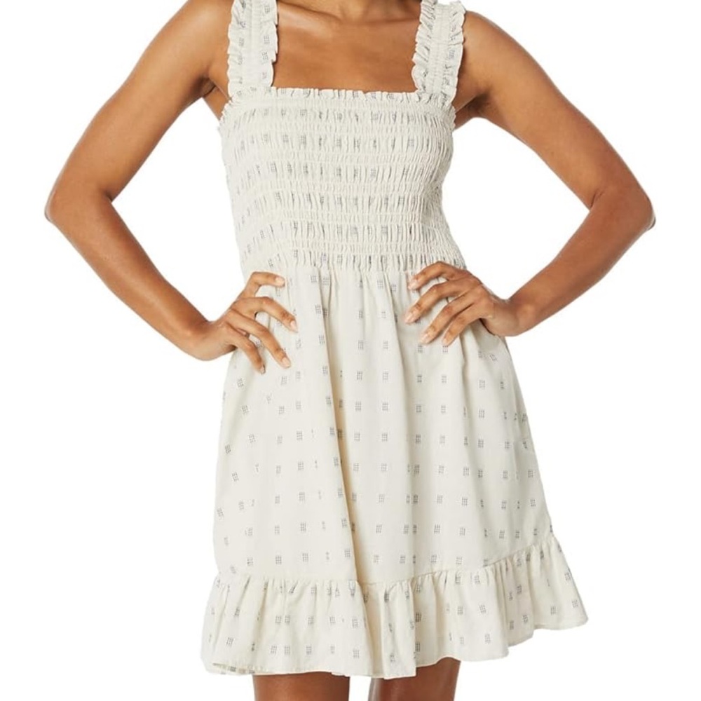 Madewell Cream Smocked Mini Dress